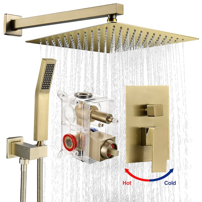 Cobbe Gold 12-in Built-In Shower Faucet System with 2-way Diverter (Pressure-balanced Valve Included)