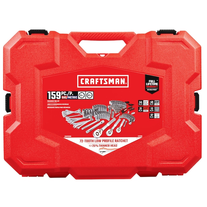 CRAFTSMAN 159-Piece Standard (SAE) and Metric Polished Chrome Mechanics Tool Set with Hard Case - Image 10