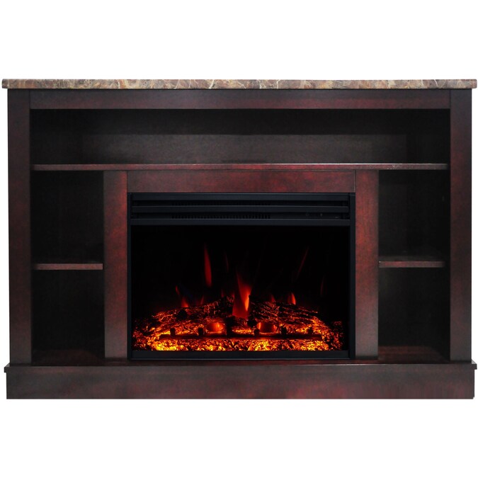 Cambridge 47.2-in W Mahogany TV Stand with Fan-forced Flat Wall Electric Fireplace with Remote Control Included - Image 13