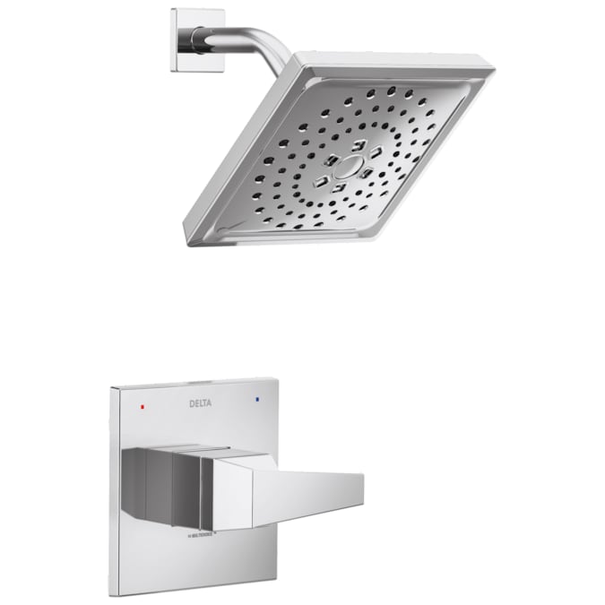 Delta Trillian Lumicoat Chrome 1-handle Multi-function Square Bathtub and Shower Faucet Valve Included