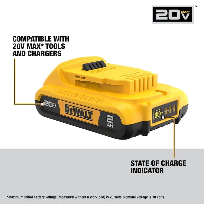 DEWALT 20-V 2-Pack Lithium-ion Battery (2 Ah) - Image 3