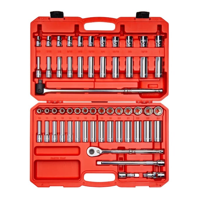 TEKTON 1/2-in Drive Standard (SAE) and Metric Shallow/Deep Socket Set (58-Pieces)