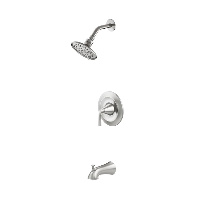 allen + roth Mullen Brushed Nickel 1-handle Multi-function Round Bathtub and Shower Faucet Valve Included