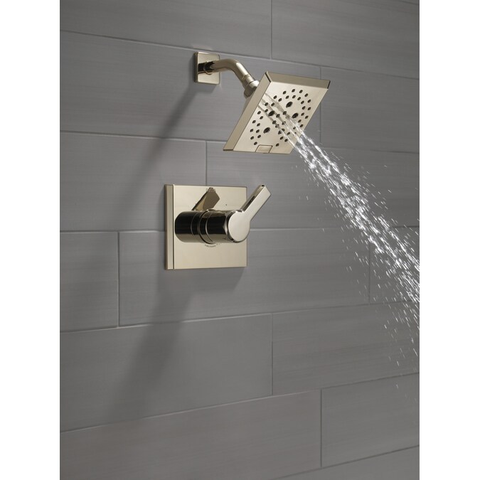Delta Pivotal Lumicoat Polished Nickel 1-handle Multi-function Square Shower Faucet Valve Included - Image 13