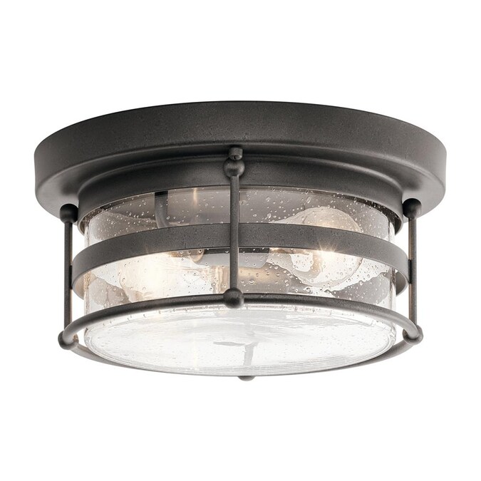 Kichler Mill Lane 1-Light 12.25-in Gray Indoor/Outdoor Led, Flush Mount Light