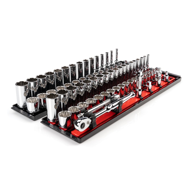 TEKTON 3/8-in Drive Standard (SAE) and Metric Shallow/Deep Socket Set (74-Pieces)