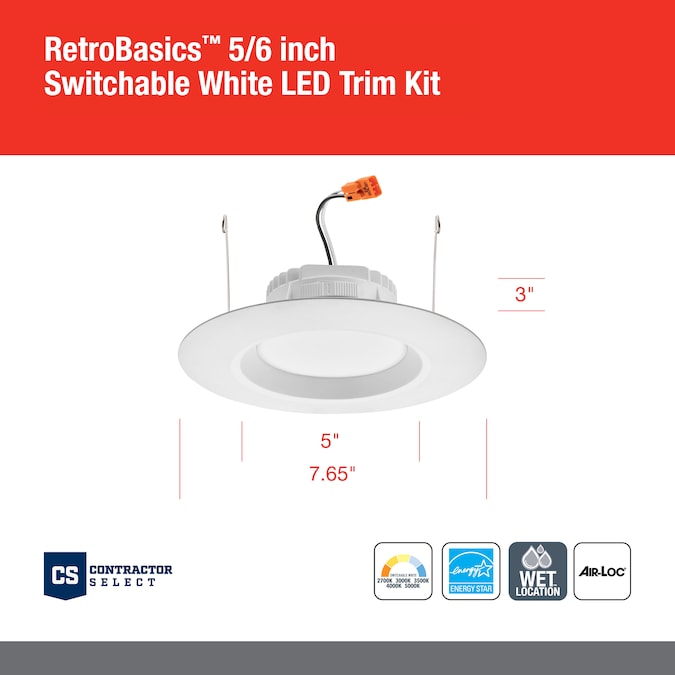 Juno RetroBasics Matte 5-in or 6-in 650-Lumen Switchable White Round Dimmable LED Canned Shower Recessed Downlight (6-Pack) - Image 4