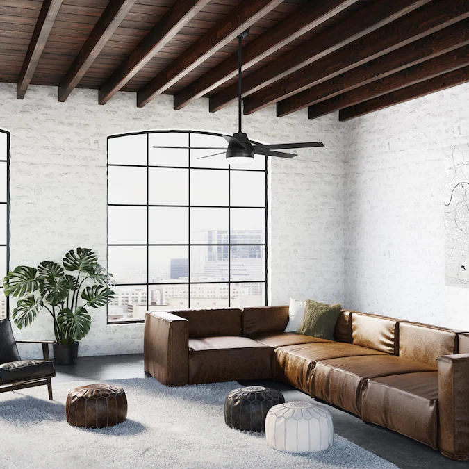 Hunter Aerodyne ENERGY STAR SIMPLEconnect 60-in Smart Matte Black with Matte Black Blades Ceiling Fan With Light - Remote Included ( 5 -Blade ) - Image 6