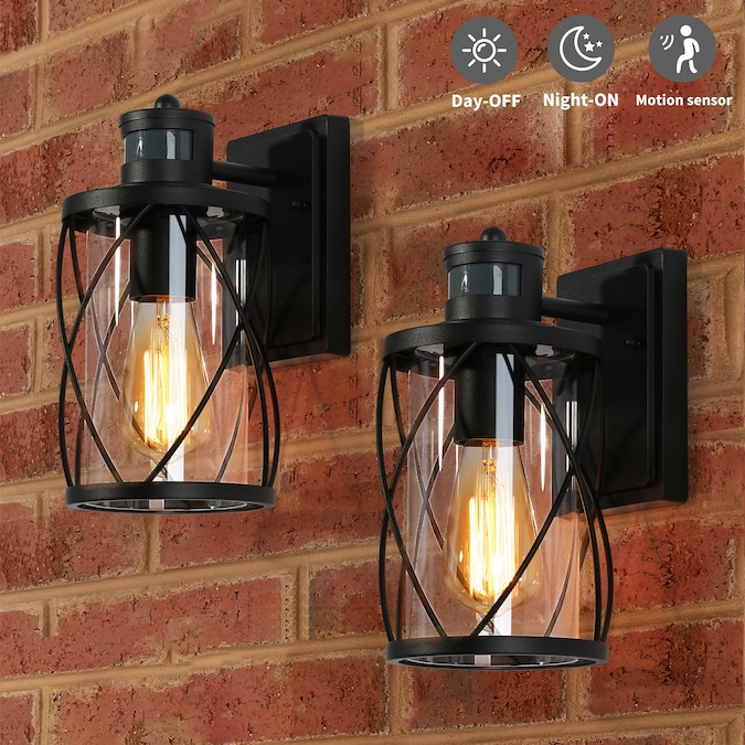 Uolfin 2-Pack 1-Light 11-in H Matte Black Motion Sensor Dusk to Dawn LED Outdoor Wall Light
