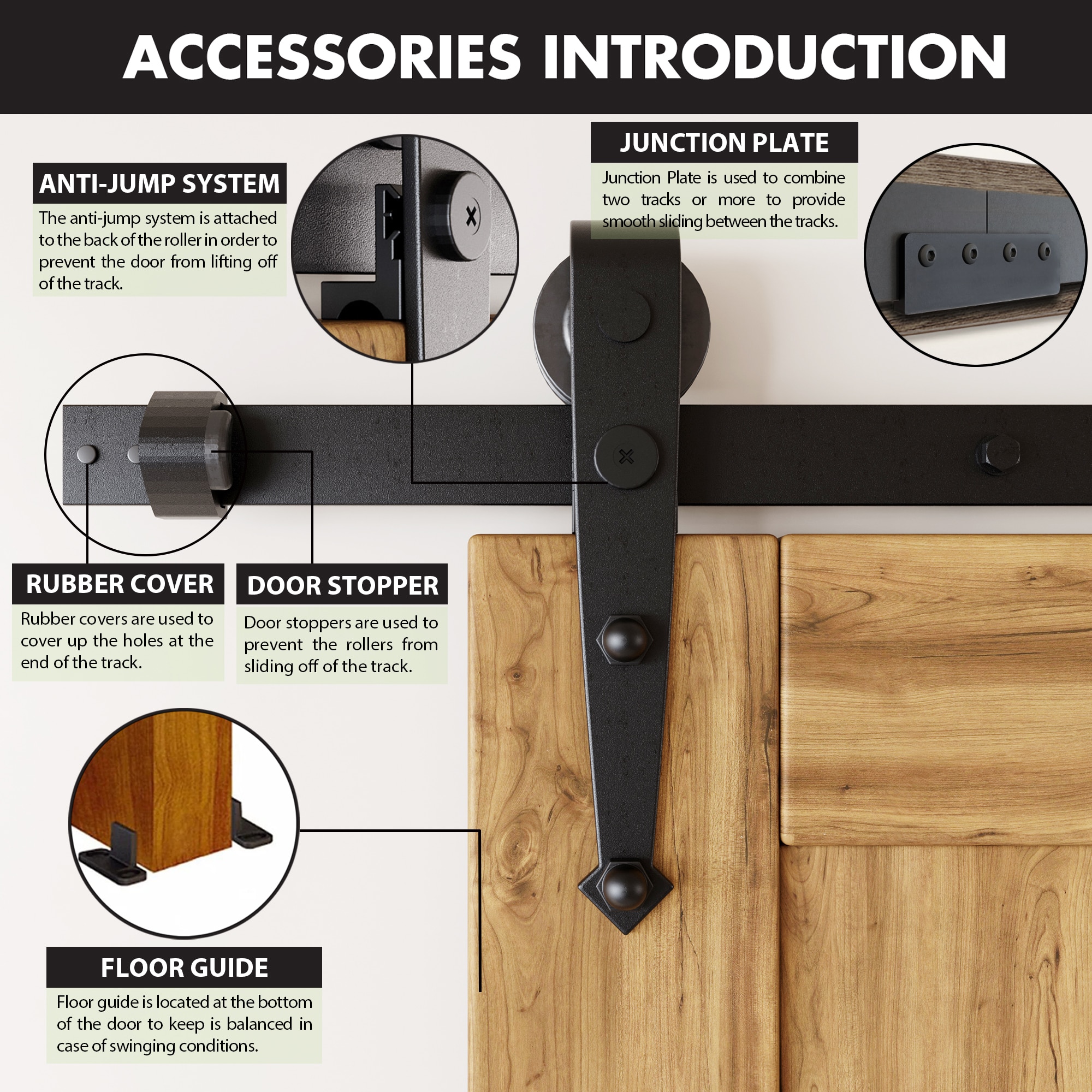 90-in Rustic black Black Indoor Arrow Single Barn door hardware kit - Image 5