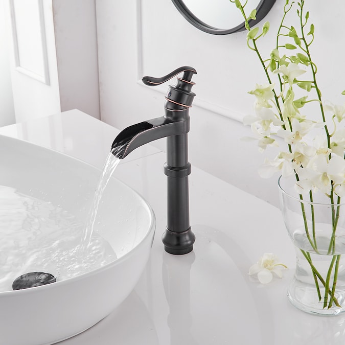 BWE Oil Rubbed Bronze Vessel 1-Handle WaterSense Waterfall Bathroom Sink Faucet with Drain - Image 5