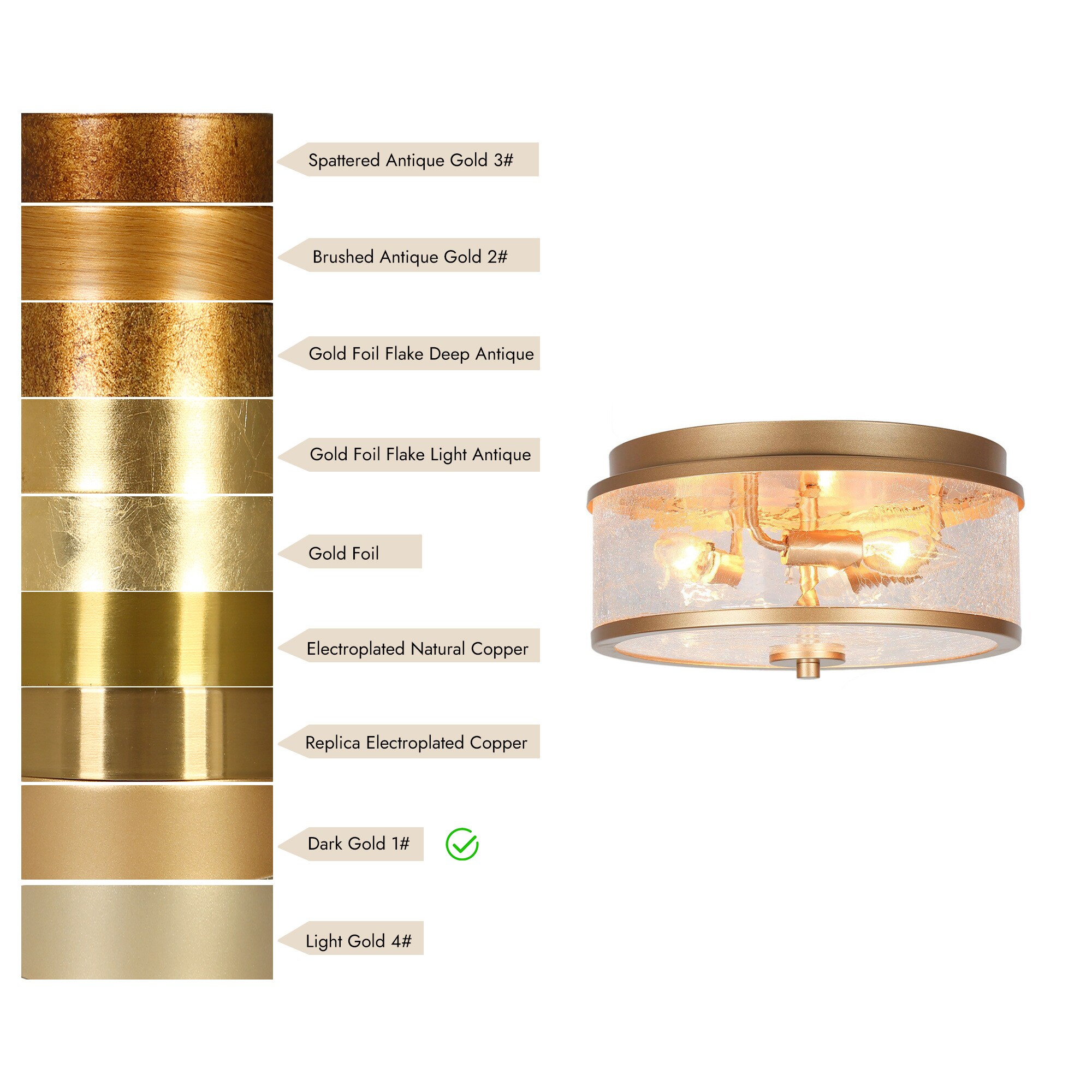 Transitional 3 -Light 12.2-in Matte Gold Semi Flush Mount Light - Image 9