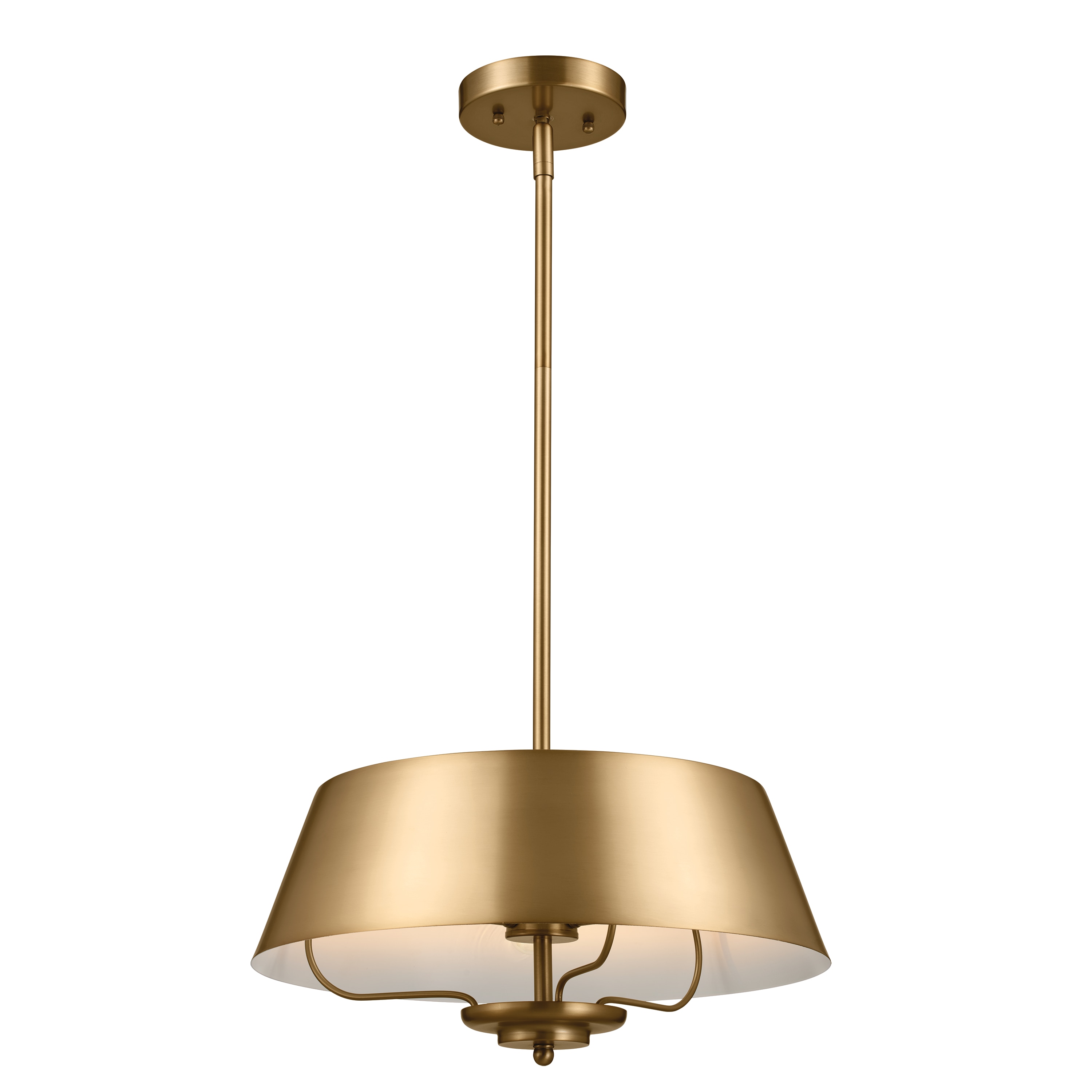 Luella 3 -Light Brushed Natural Brass Traditional Drum Medium Hanging Convertible pendant/Semi-flush