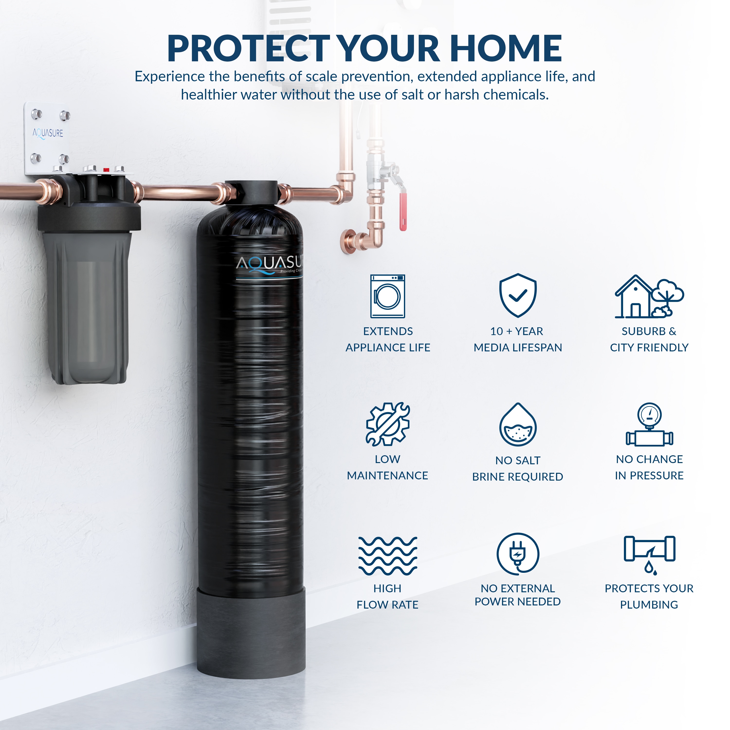Serene Series Dual-stage 10-GPM Scale control media Hard water Whole House Water Filtration System - Image 3