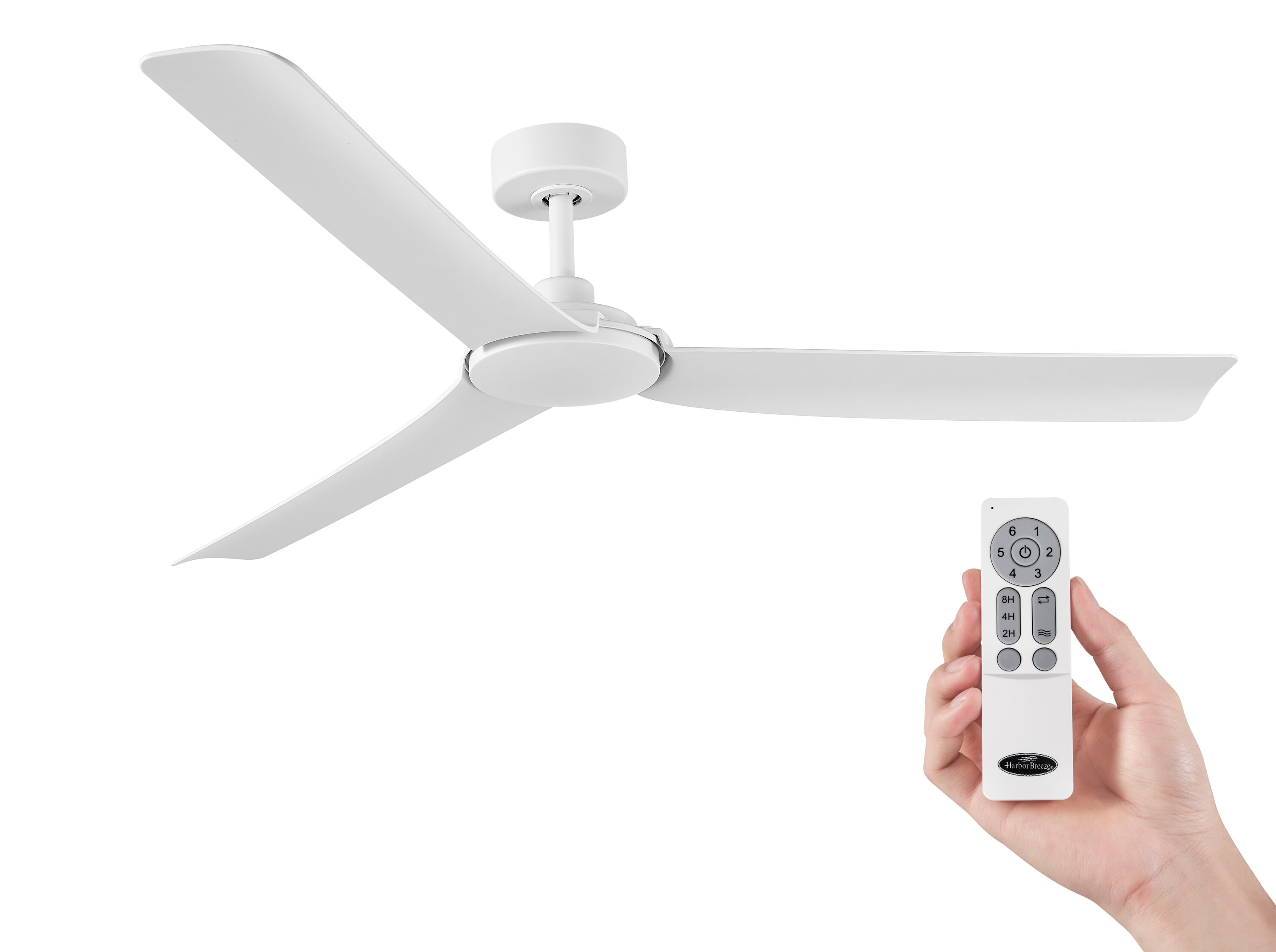 Lochwood 60-in Outdoor Matte White with Matte White Blades Ceiling Fan and Remote ( 3 -Blade ) - Image 2