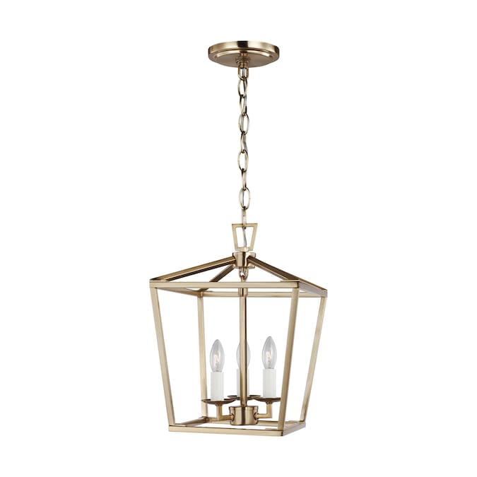 Generation Lighting Dianna 3-Light Satin Brass Transitional Lantern LED Mini Hanging Pendant Light