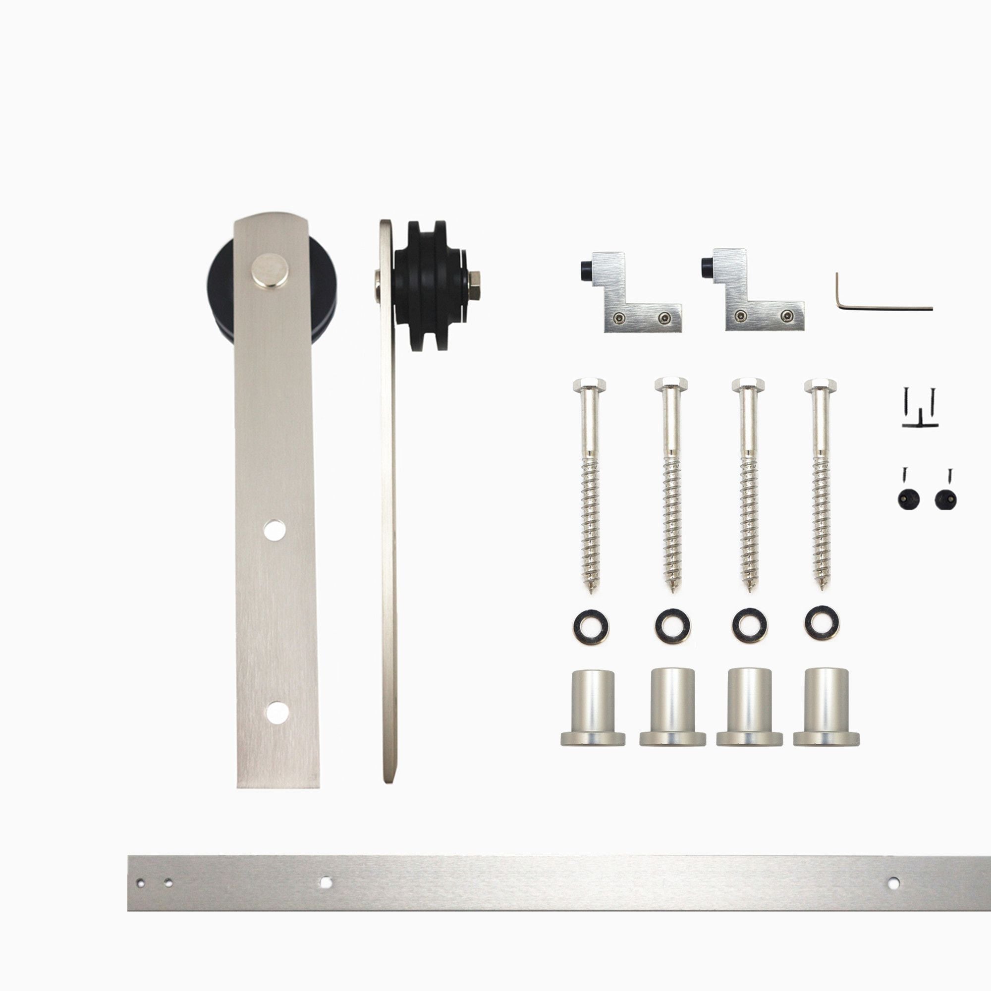 60-in Brushed Brushed Nickel Indoor I-strap Single Barn door hardware kit