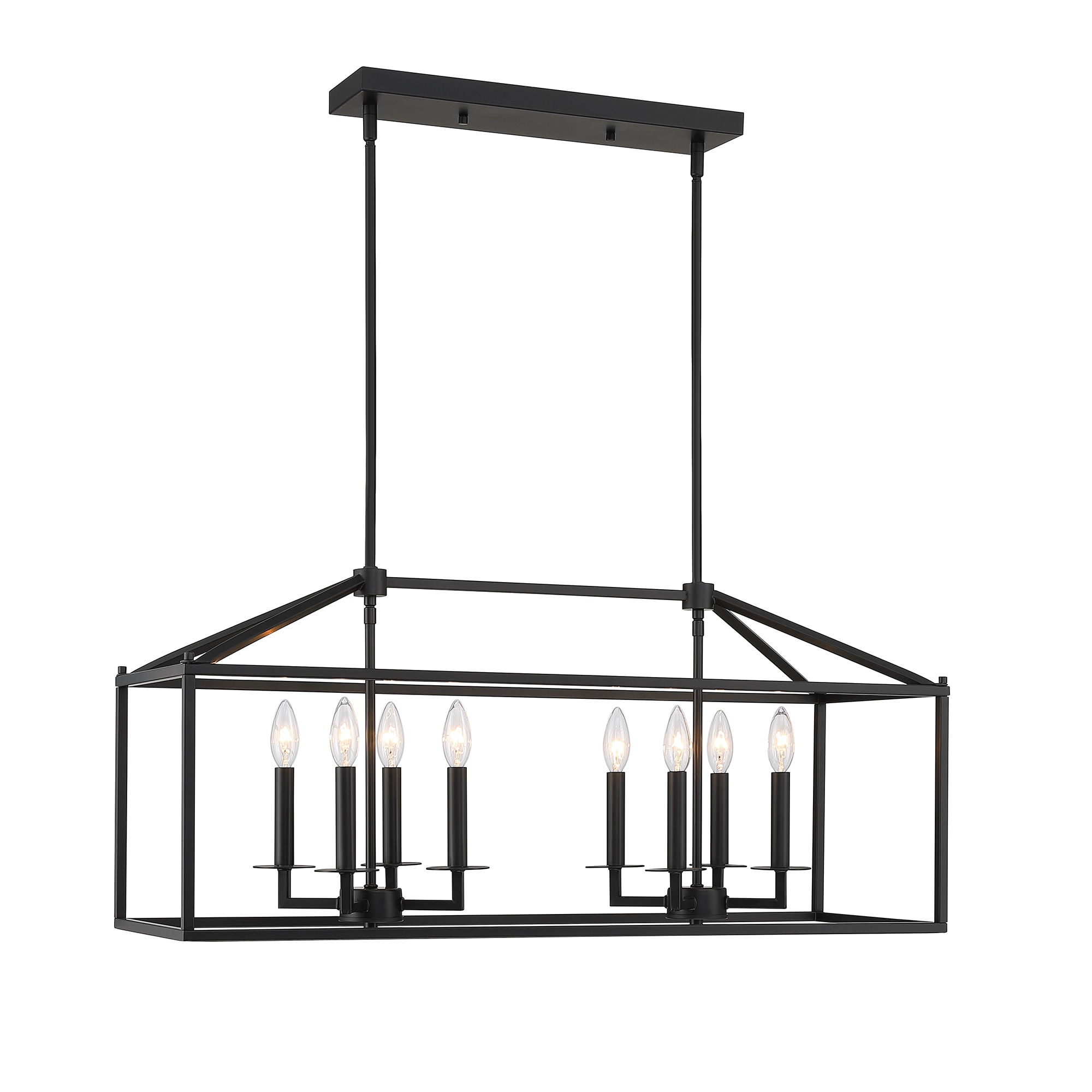 8 -Light Matte Black Modern/contemporary Square Large Hanging Pendant light