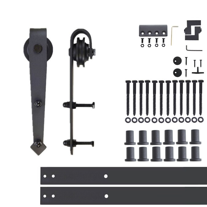 HOMACER 180-in Rustic Black Indoor Arrow Single Barn Door Hardware Kit
