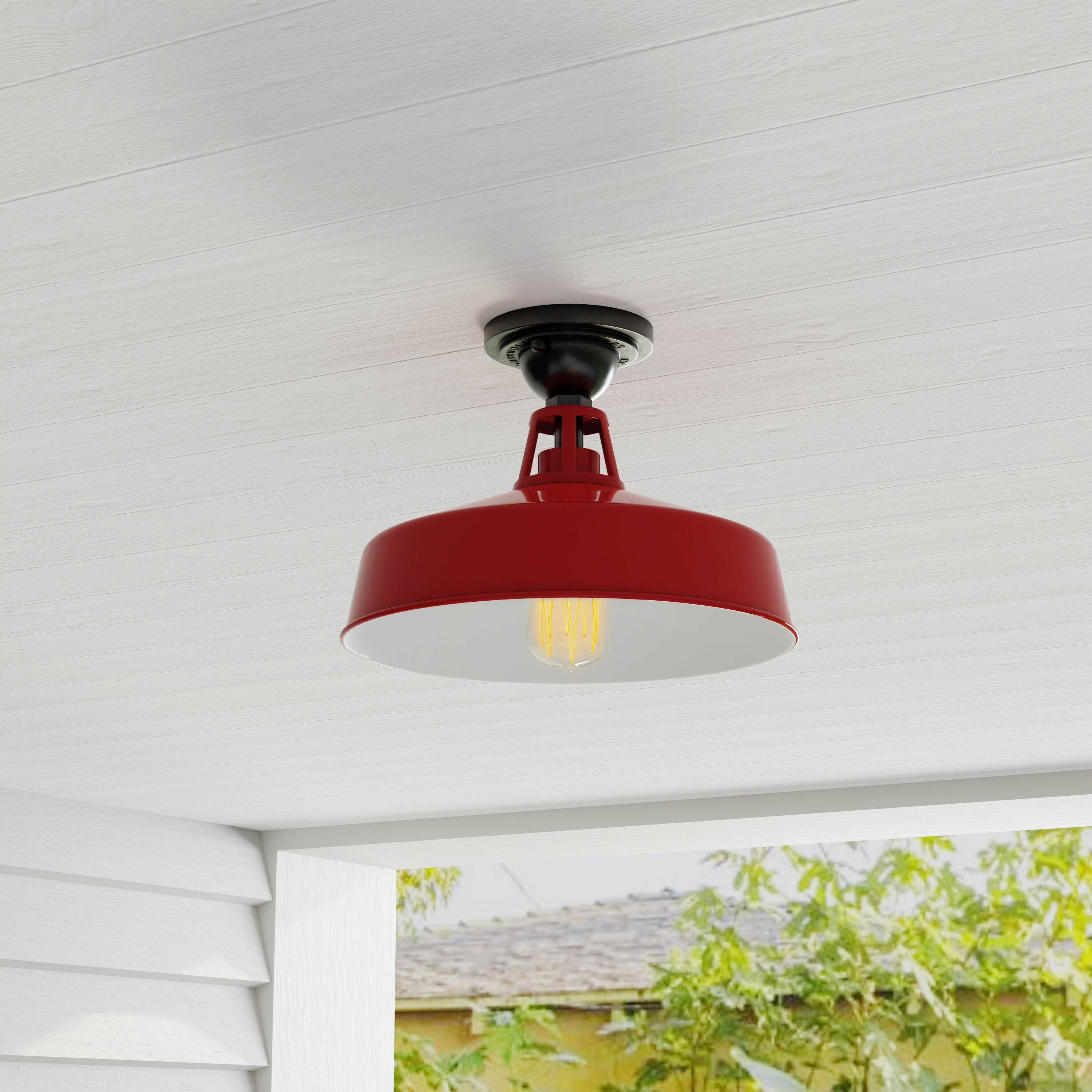 Cedar Springs 1 -Light 9.5-in Red Indoor/Outdoor Semi Flush Mount Light