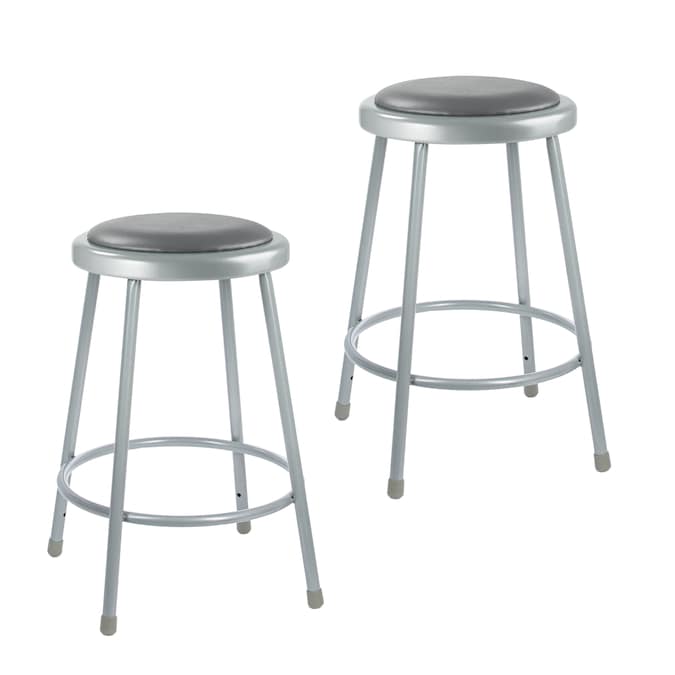 Hampden Furnishings Otto 24 Inch Padded Work Seat Stool (Set of 2) - Gray, 300 lbs. Weight Capacity, Versatile and Durable Steel Construction