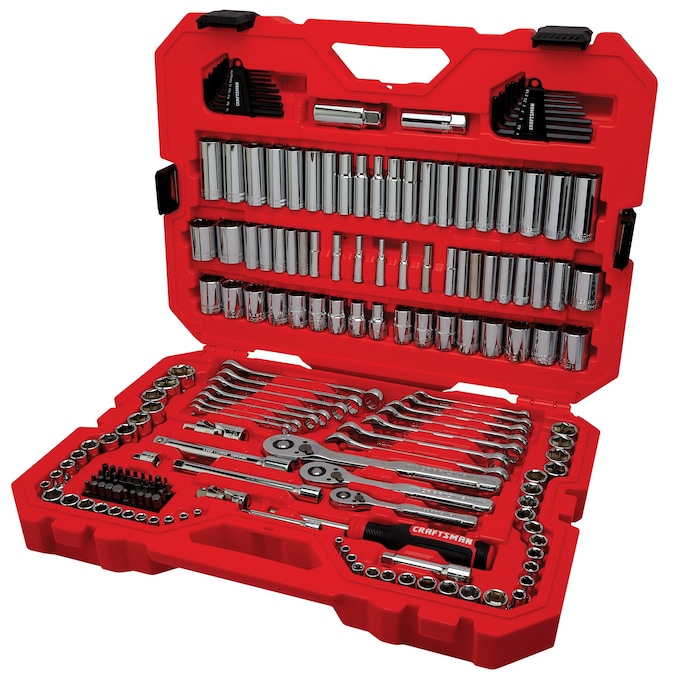 CRAFTSMAN 189-Piece Standard (SAE) and Metric Polished Chrome Mechanics Tool Set with Hard Case