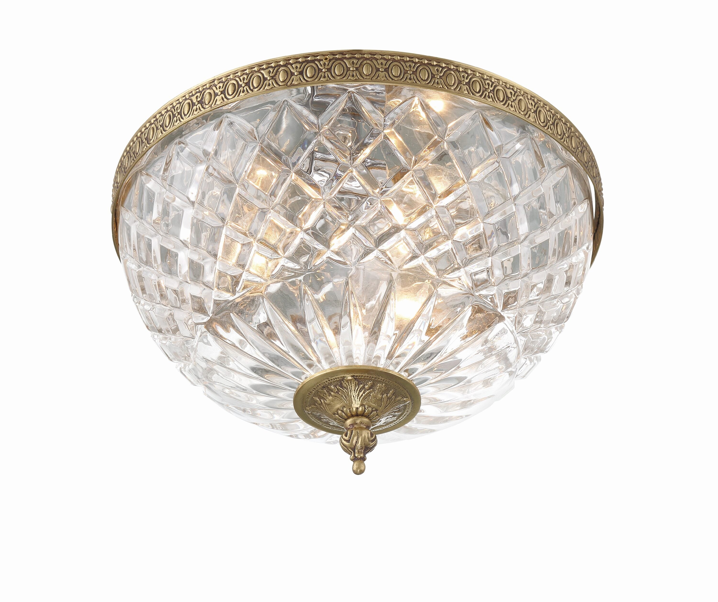 Ceiling Mount 3 -Light 12-in Antique Gold Flush Mount Light - Image 4