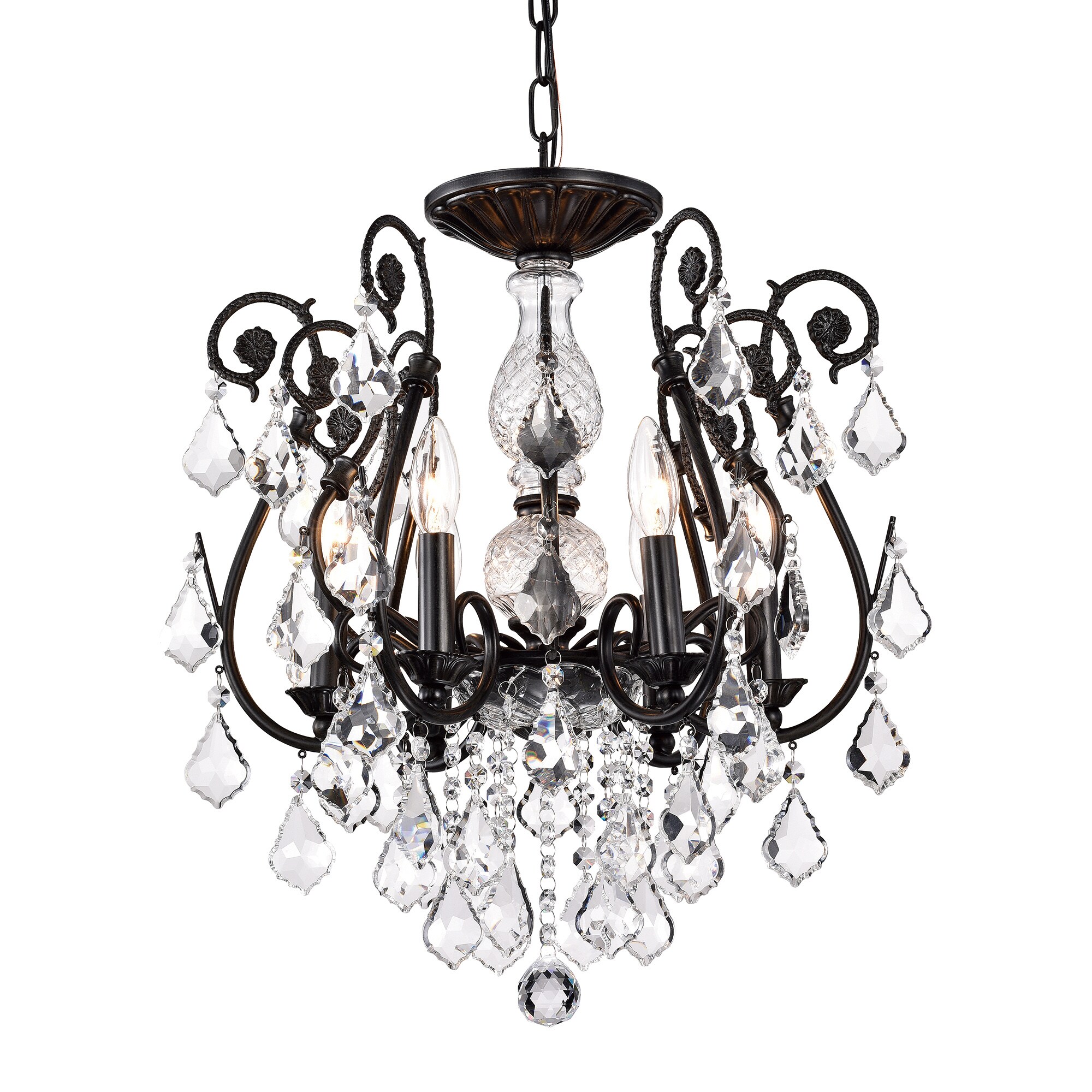 Veronica 6 -Light Antique Black Glam Crystal For Use in Bedrooms, Dining Rooms, Foyers, Kitchens, Living Rooms Chandelier