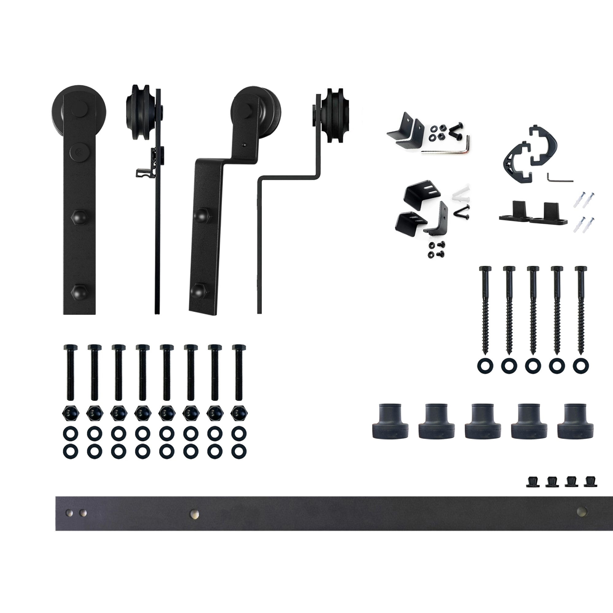 79-in Rustic black Black Indoor I-strap Double bypass Barn door hardware kit
