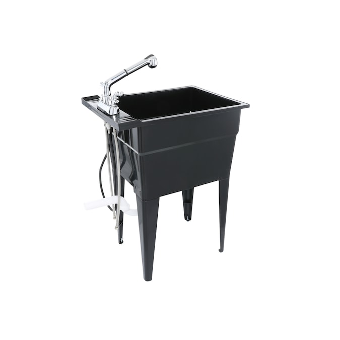 RuggedTub 18-in x 24.5-in 1-Basin Black Freestanding Utility Tub with Drain and Faucet - Image 6