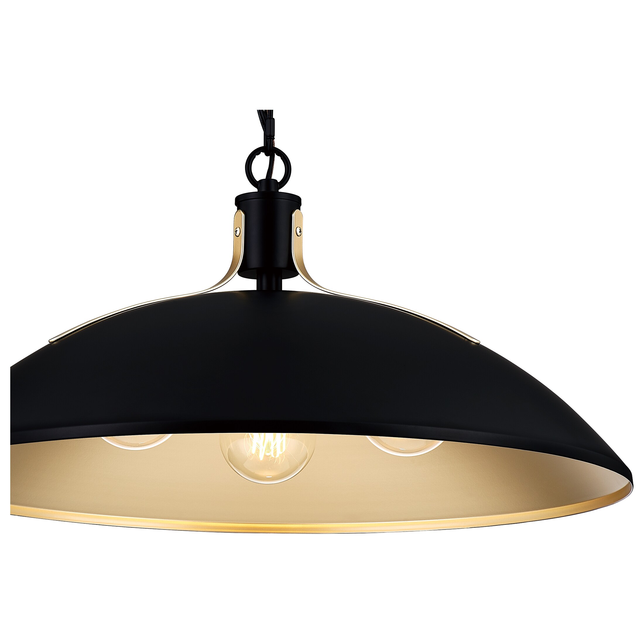 Lassen 3 -Light Matte Black and Nouveau Gold Modern/contemporary Dome Medium Hanging Pendant light - Image 5