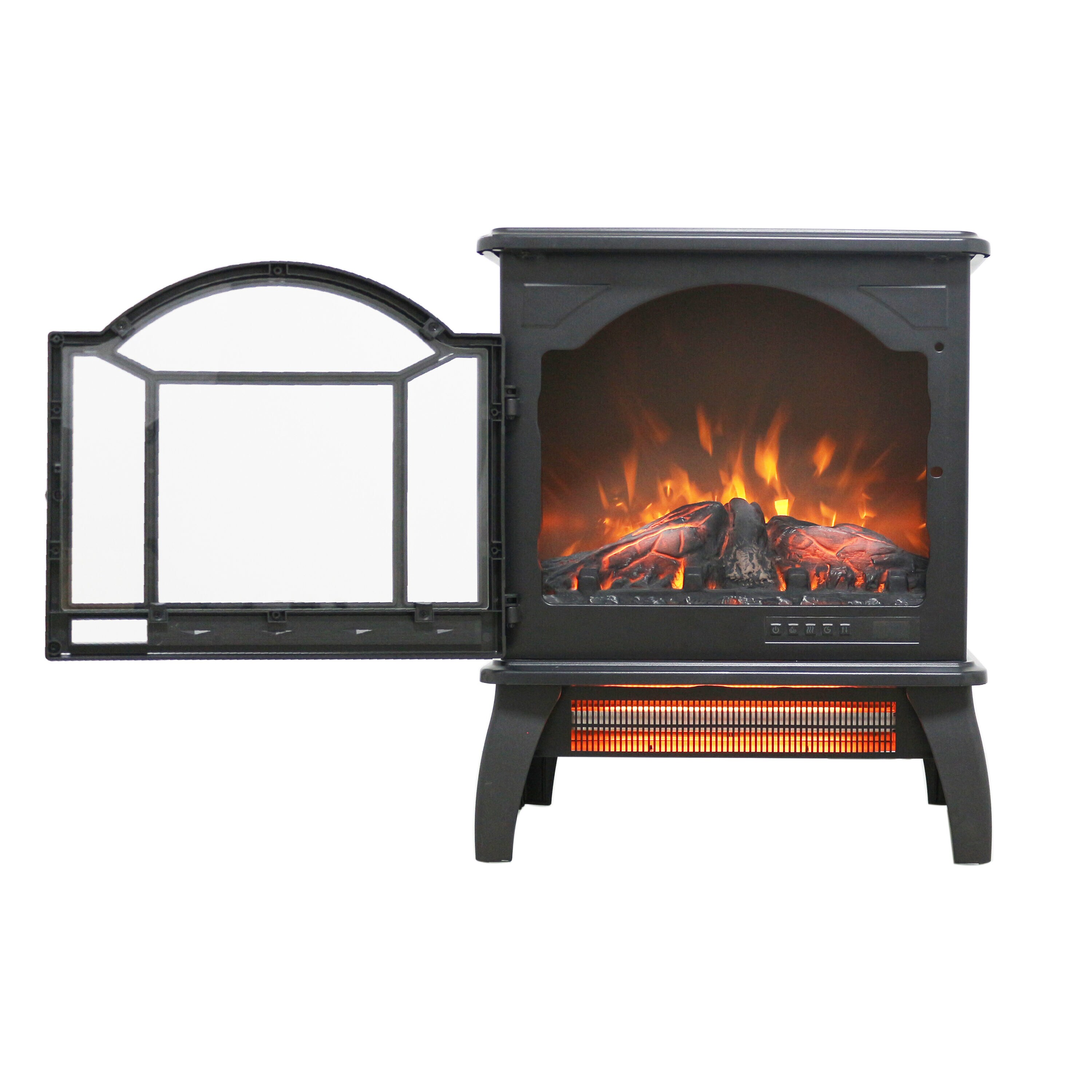17.52-Inches W Antique Black Free standing LED Corner Electric Fireplace with Remote Control Included - Image 5