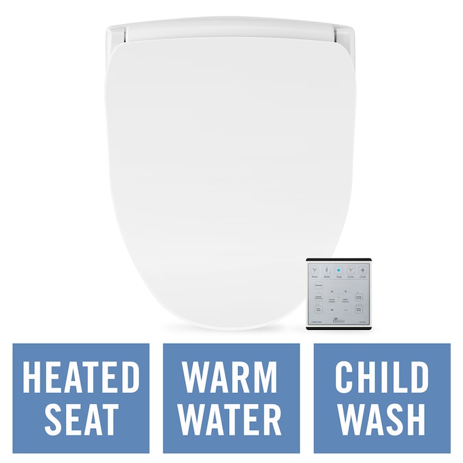 Bio Bidet Slim Two Plastic White Round Soft Close Heated Bidet Toilet Seat