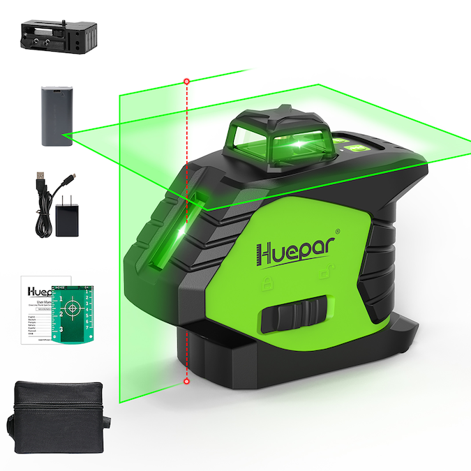 Huepar 197-ft Green Self-Leveling Cross-line/with Plumb Points Laser Level