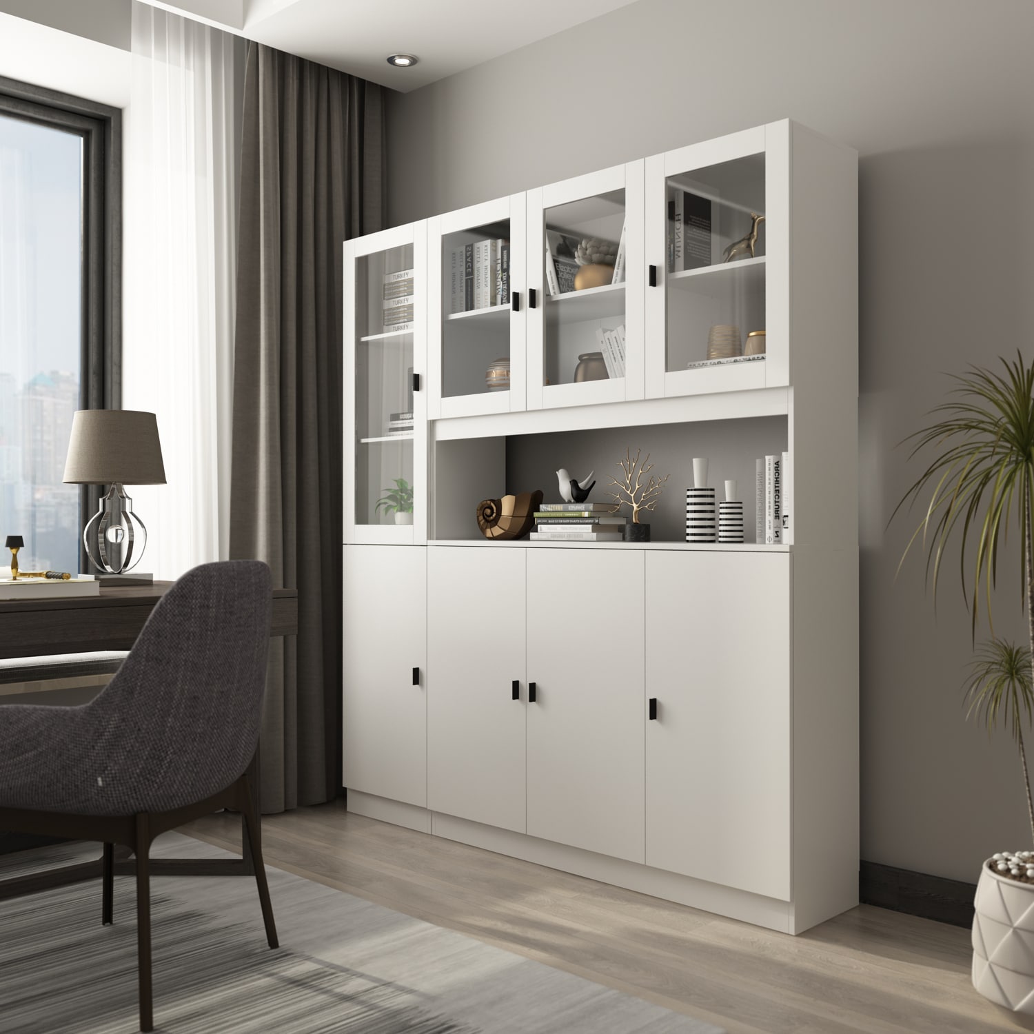 62.3-Inches W x 70.9-Inches H MDF White Freestanding Utility Storage Cabinet - Image 2