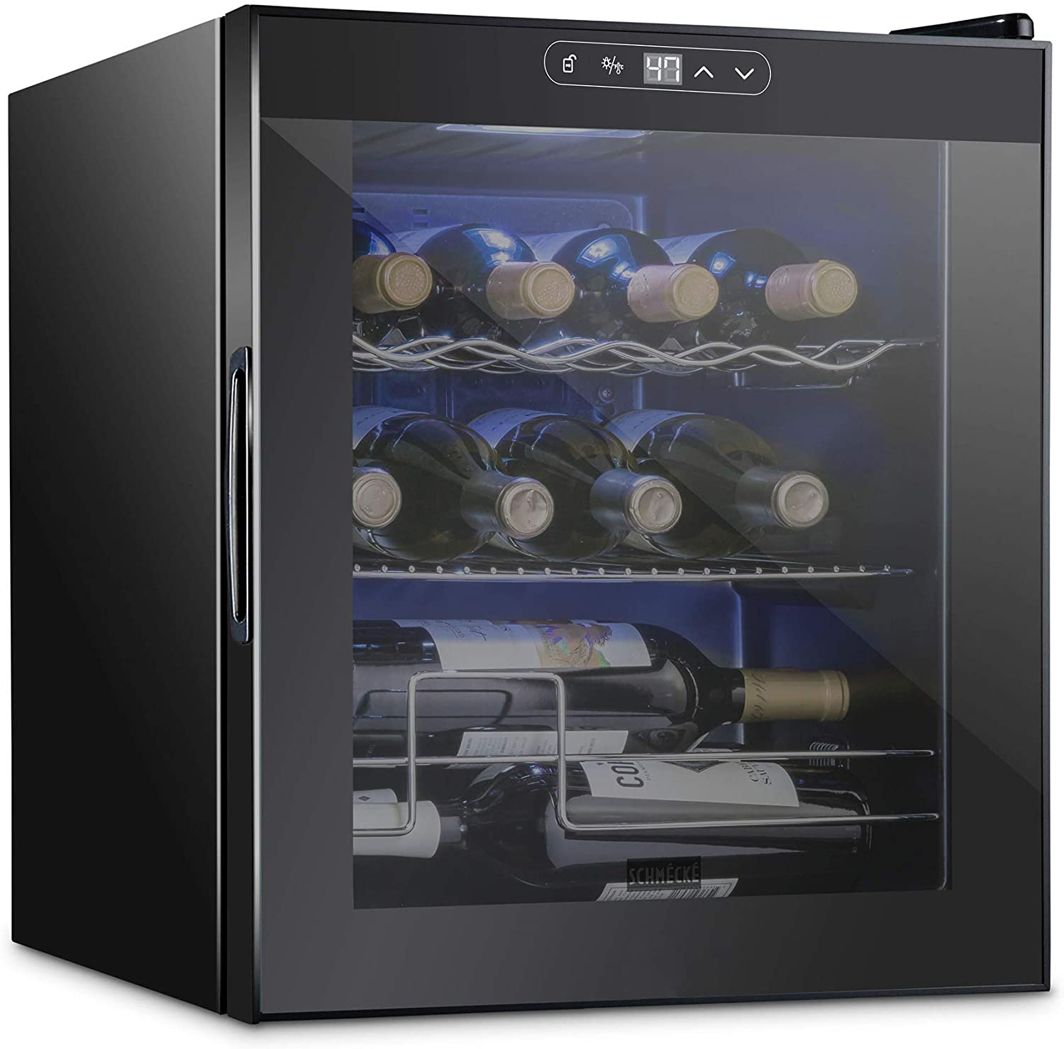17.3-Inches W 12 -Bottles Black Freestanding Indoor Wine Cooler