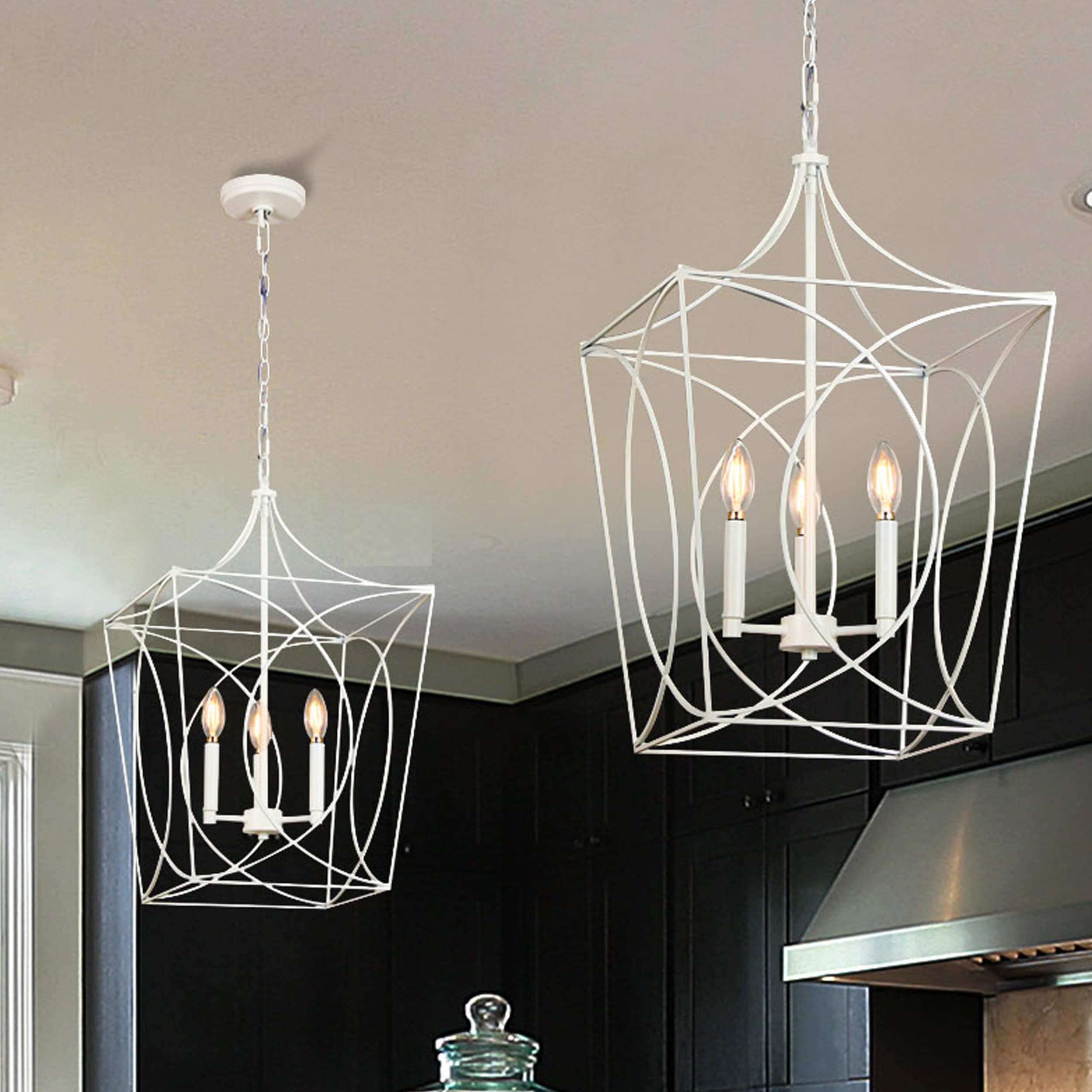 Providence 3 -Light Antique white Traditional Square Medium Hanging Pendant light