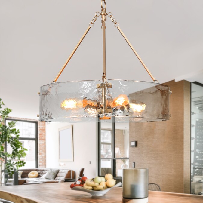 ZEVNI Zulema 4-Light Satin Gold Modern/Contemporary LED Dry rated Chandelier