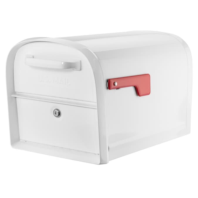 Architectural Mailboxes Post Mount White Metal Large Lockable Mailbox