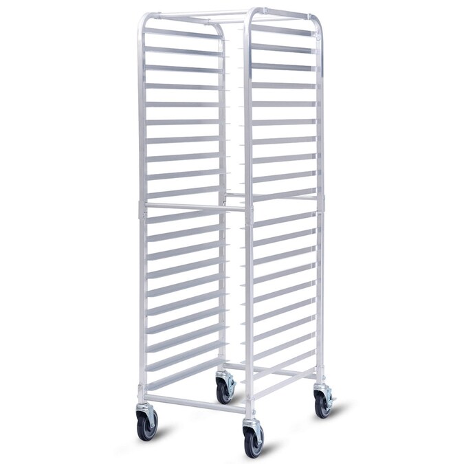 GZMR 70-in Aluminum 20-Sheet Pan Rolling Bakery Rack Utility Cart with Wheels - Silver