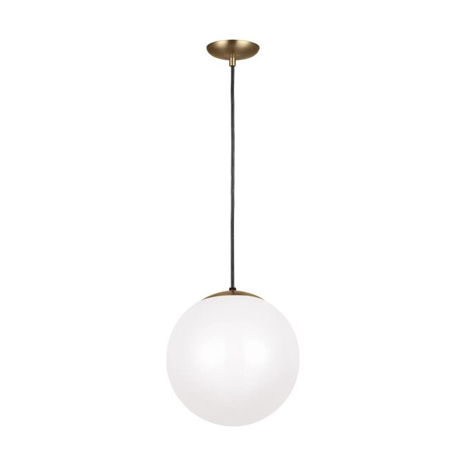 Generation Lighting Leo- Hanging Globe Satin Brass Modern/Contemporary White Glass Globe Medium Outdoor Hanging Pendant Light