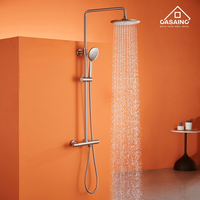 CASAINC Brush Nickle 10-in Built-In Shower Faucet System with 2-way Diverter (Thermostatic Valve Included)