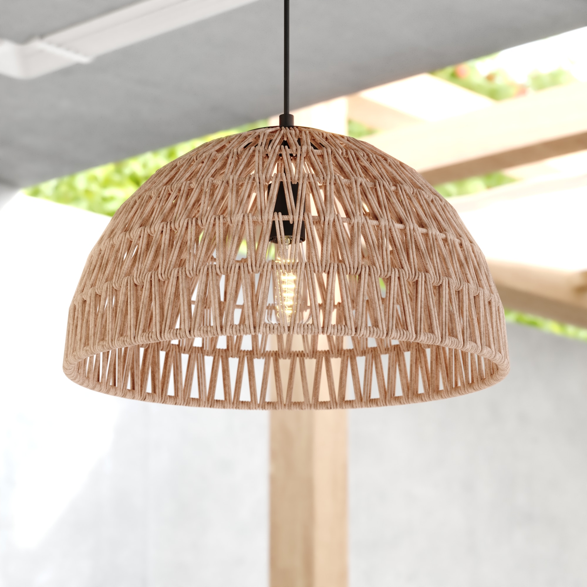 Nassau 1 -Light Matte Black Transitional Dome Medium Hanging Pendant light