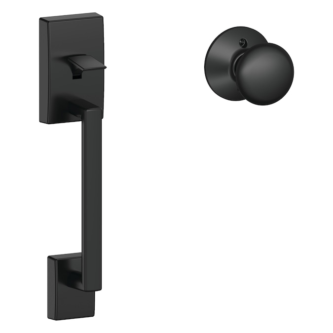 Schlage Camelot-Plymouth Matte Black Entry Door Handleset Knob