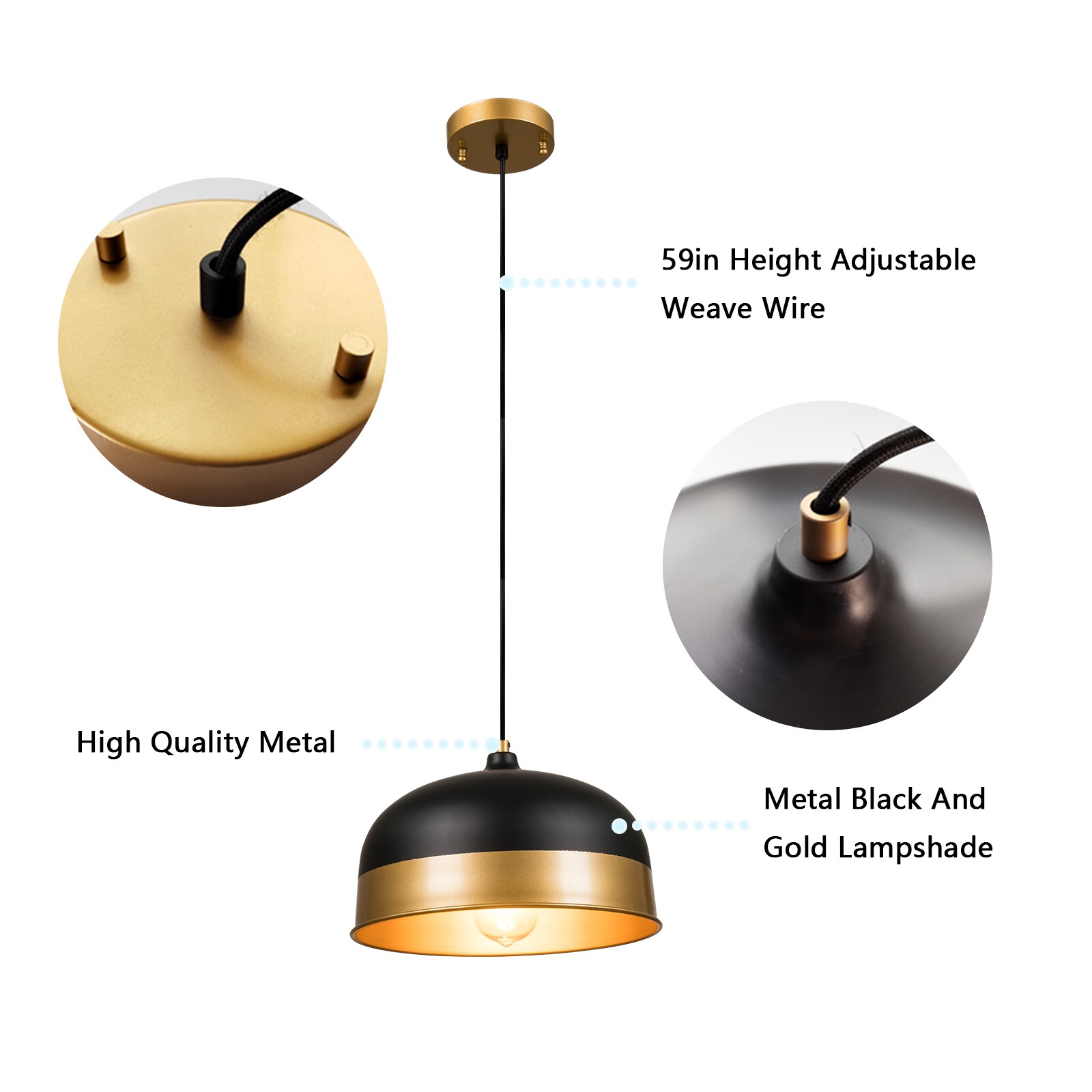 Classical simplicity 2 -Light Matte Black Modern/contemporary Dome Medium Hanging Pendant light - Image 2