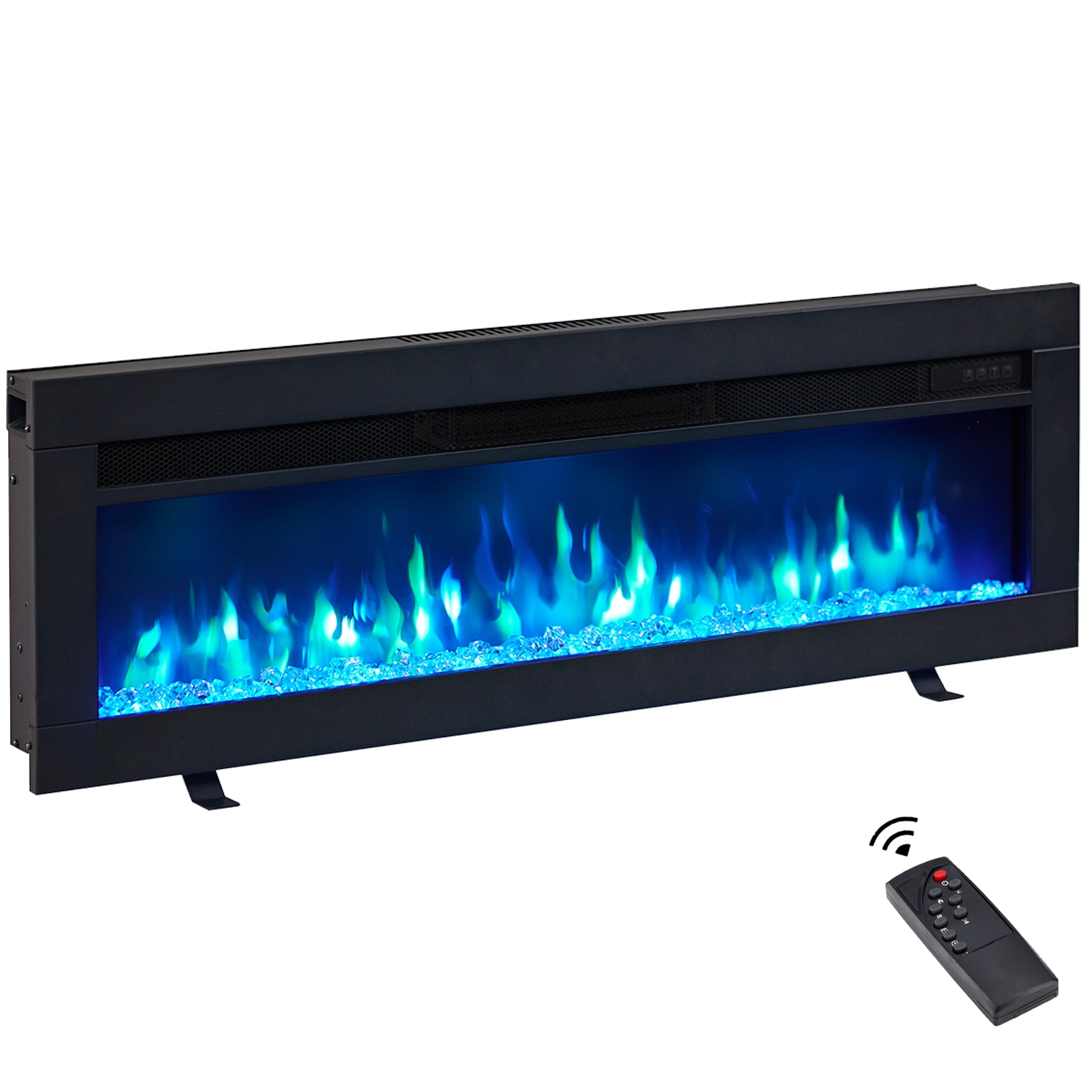 40.16-Inches W Black Free standing Fan-forced Wall-mount Electric Fireplace with Remote Control Included