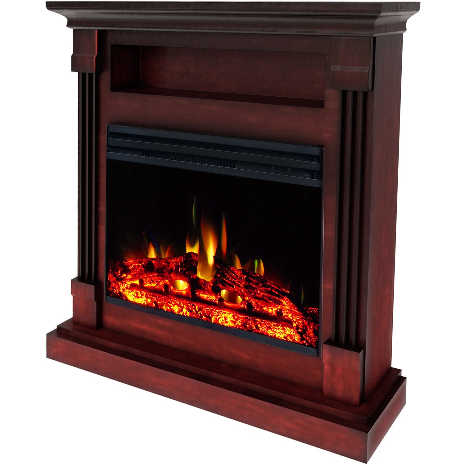 33.9-Inches W Cherry Free standing Fan-forced Flat wall Electric Fireplace with Remote Control Included - Image 10