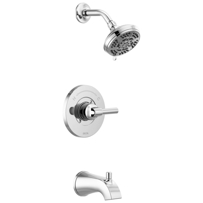 Delta Becker Chrome 1-handle Multi-function Round Bathtub and Shower Faucet Valve Included
