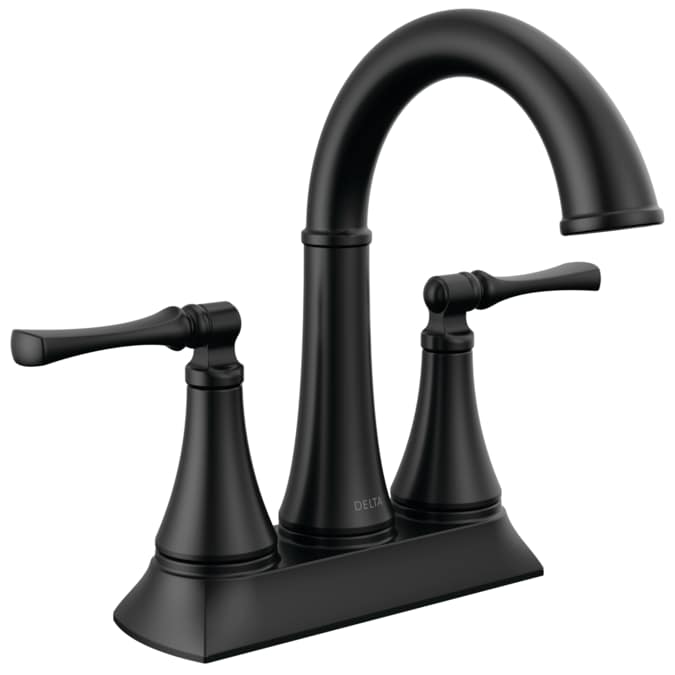 Delta Archdale Matte Black 4-in centerset 2-Handle WaterSense Bathroom Sink Faucet with Drain