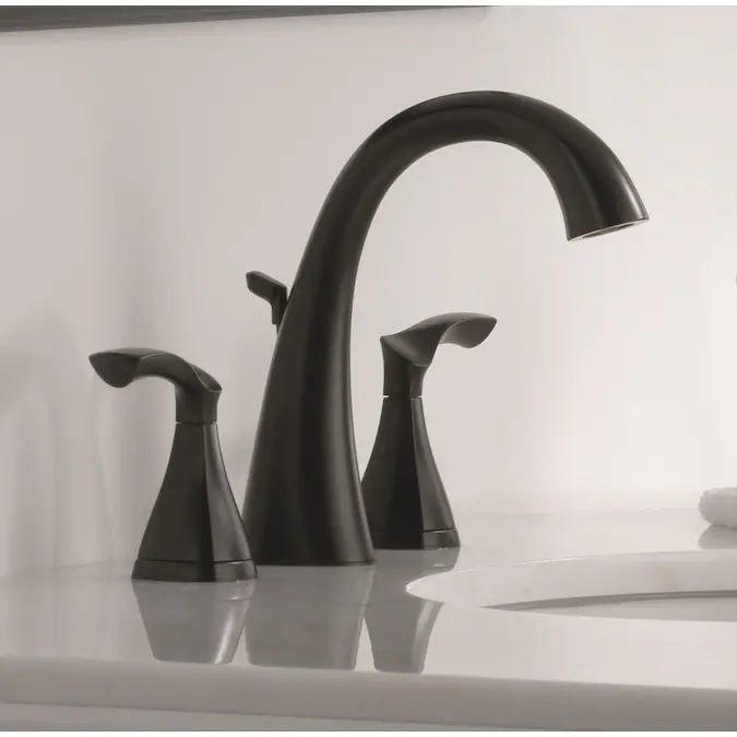 Delta Sandover Matte Black Widespread 2-Handle WaterSense Bathroom Sink Faucet with Drain